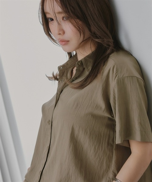Petitjo(プッチージョ)の「小さいサイズ ワッシャーショートスリーブシャツ 低身長さん・小柄女性(シャツ/ブラウス・レディース・モカ/ライトグレー/チャコール・PSS/PS/PM/PL)」の19枚目の写真