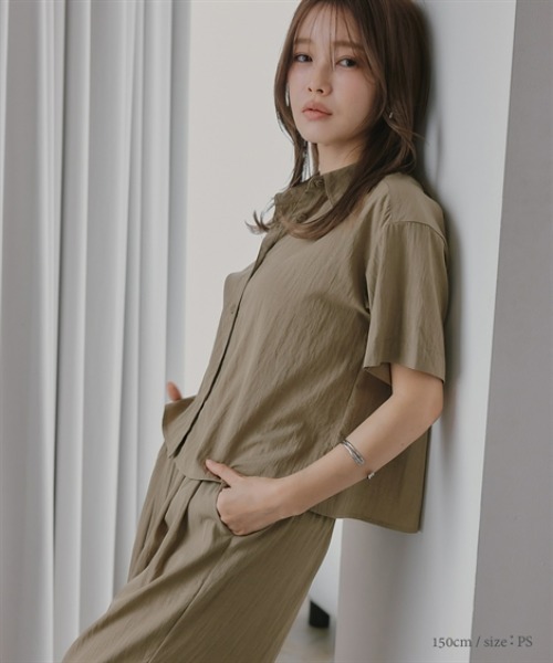 Petitjo(プッチージョ)の「小さいサイズ ワッシャーショートスリーブシャツ 低身長さん・小柄女性(シャツ/ブラウス・レディース・モカ/ライトグレー/チャコール・PSS/PS/PM/PL)」の22枚目の写真