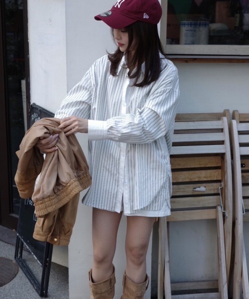 JUMELLE(ジュメロ)の「ストライプシャツセットアップ(シャツ/ブラウス・レディース・ホワイト/ピンク・FREE)」の11枚目の写真