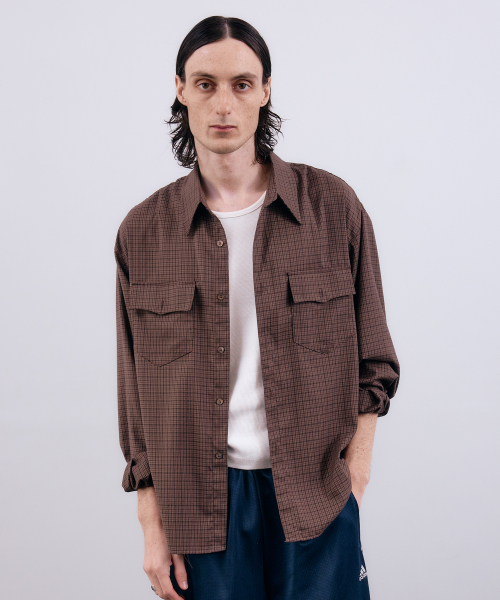 NUAKLE(ヌアクル)の「(m) アーカイブチェックシャツ_モカブラウン(シャツ/ブラウス・メンズ・その他・1/2)」の1枚目の写真