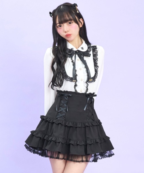Secret Honey(シークレットハニー)の「ヨークピンタックブラウス(シャツ/ブラウス・レディース・ブラック/オフホワイト・MEDIUM)」の5枚目の写真
