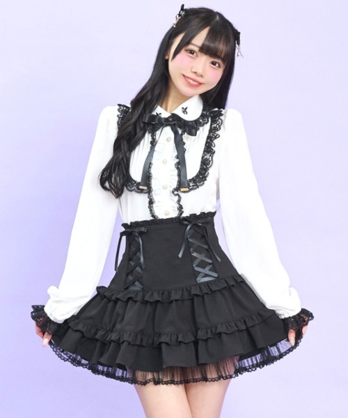 Secret Honey(シークレットハニー)の「ヨークピンタックブラウス(シャツ/ブラウス・レディース・ブラック/オフホワイト・MEDIUM)」の6枚目の写真
