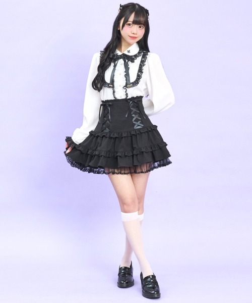 Secret Honey(シークレットハニー)の「ヨークピンタックブラウス(シャツ/ブラウス・レディース・ブラック/オフホワイト・MEDIUM)」の4枚目の写真