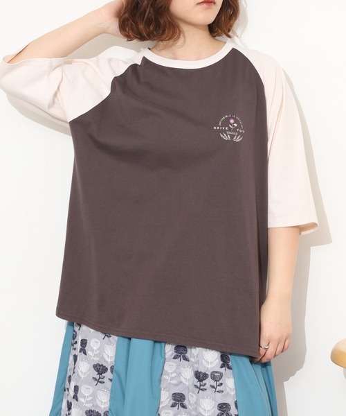 Emago（イマゴ）の「EMAGO ﾛｺﾞ刺繍ﾗｸﾞﾗﾝT 半端袖（Tシャツ/カットソー・レディース・ネイビー/チャコールグレー/アイボリー・FREE）」の14枚目の写真