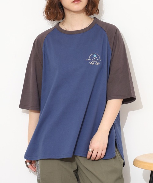 Emago（イマゴ）の「EMAGO ﾛｺﾞ刺繍ﾗｸﾞﾗﾝT 半端袖（Tシャツ/カットソー・レディース・ネイビー/チャコールグレー/アイボリー・FREE）」の19枚目の写真