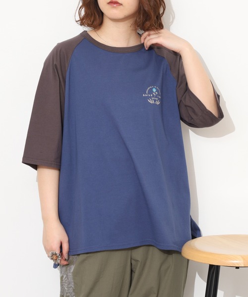 Emago（イマゴ）の「EMAGO ﾛｺﾞ刺繍ﾗｸﾞﾗﾝT 半端袖（Tシャツ/カットソー・レディース・ネイビー/チャコールグレー/アイボリー・FREE）」の21枚目の写真