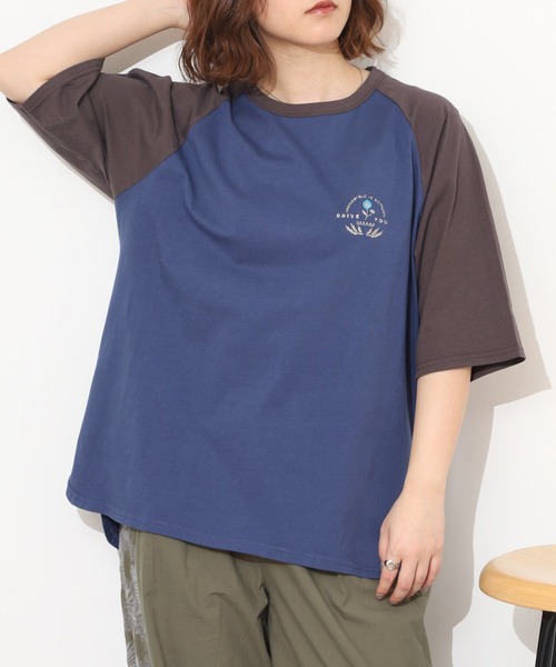 Emago（イマゴ）の「EMAGO ﾛｺﾞ刺繍ﾗｸﾞﾗﾝT 半端袖（Tシャツ/カットソー・レディース・ネイビー/チャコールグレー/アイボリー・FREE）」の22枚目の写真