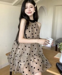 SHEENA（シーナ）の「26ss ドット柄ホルターネックティアードミニワンピース（ワンピース）」