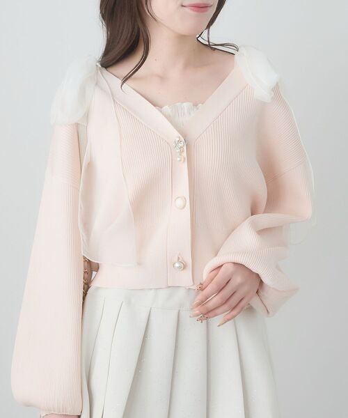 MAJESTIC LEGON(マジェスティックレゴン)の「カップ付肩リボンシャーリングキャミ(キャミソール・レディース・アイボリー/ブラック/グレー系その他/ブルー系その他2・MEDIUM)」の6枚目の写真