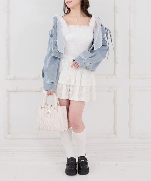 MAJESTIC LEGON(マジェスティックレゴン)の「カップ付肩リボンシャーリングキャミ(キャミソール・レディース・アイボリー/ブラック/グレー系その他/ブルー系その他2・MEDIUM)」の10枚目の写真