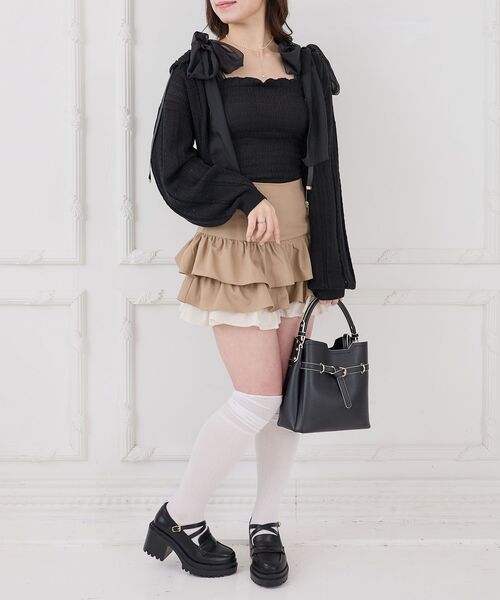 MAJESTIC LEGON(マジェスティックレゴン)の「カップ付肩リボンシャーリングキャミ(キャミソール・レディース・アイボリー/ブラック/グレー系その他/ブルー系その他2・MEDIUM)」の13枚目の写真
