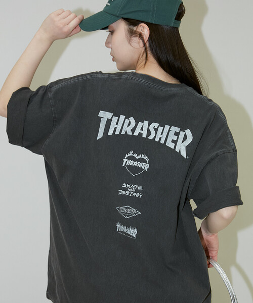 THRASHER(スラッシャー)の「THRASHER × PUBLUX/スラッシャー 別注 バックプリント ロゴ Tシャツ 限定展開(Tシャツ/カットソー・メンズ・ブラック/ネイビー・LARGE/MEDIUM/SMALL)」の3枚目の写真