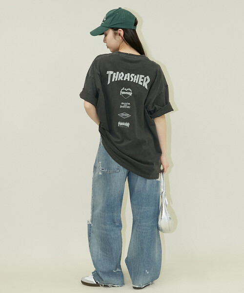 THRASHER(スラッシャー)の「THRASHER × PUBLUX/スラッシャー 別注 バックプリント ロゴ Tシャツ 限定展開(Tシャツ/カットソー・メンズ・ブラック/ネイビー・LARGE/MEDIUM/SMALL)」の6枚目の写真