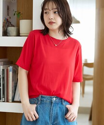 コットンナイロンシアークルー半袖Tシャツ
