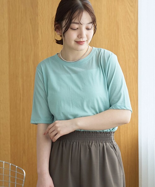 coen（コーエン）の「コットンナイロンシアークルー半袖Tシャツ（Tシャツ/カットソー・レディース・オフホワイト/レッド/ライトブルー/ブラック・L/M）」の3枚目の写真