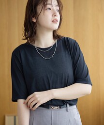 コットンナイロンシアークルー半袖Tシャツ