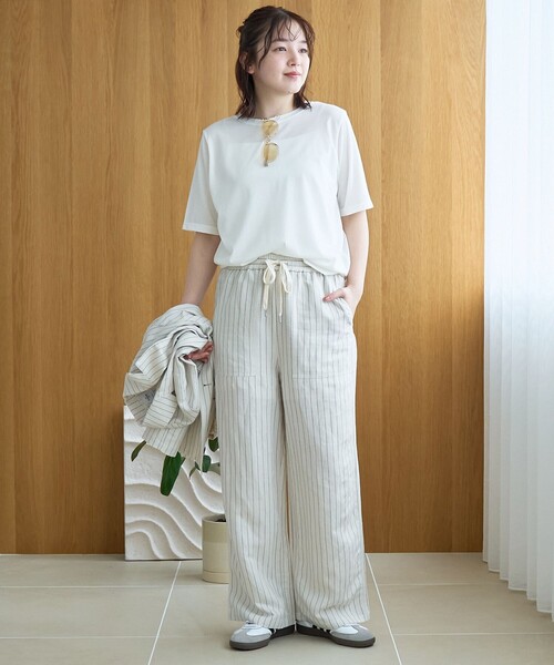 coen（コーエン）の「コットンナイロンシアークルー半袖Tシャツ（Tシャツ/カットソー・レディース・オフホワイト/レッド/ライトブルー/ブラック・L/M）」の11枚目の写真
