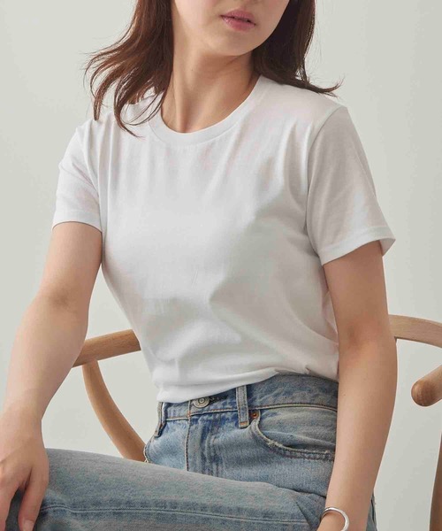 TRUSS(トラス)の「【TRUSS】スリムフィット Tシャツ SFT-106(Tシャツ/カットソー・レディース・ブラック/オフホワイト/ライトイエロー/ホワイト/ネイビー・XS/S)」の2枚目の写真