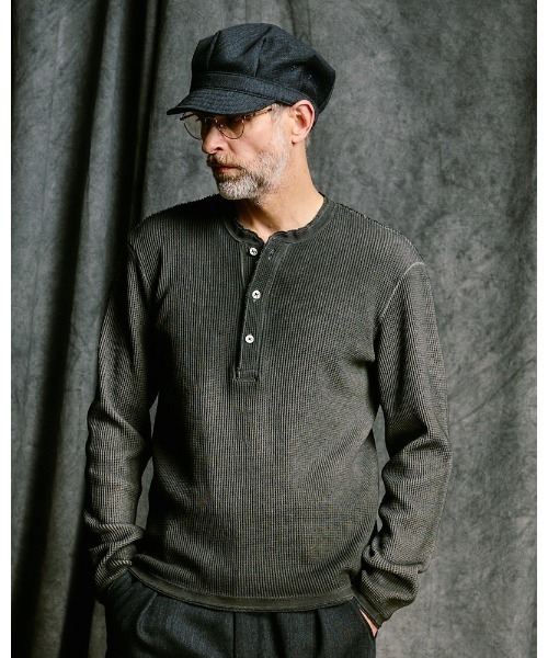 wjk(ダヴルジェイケイ)の「waffle henley L/S(Tシャツ/カットソー・メンズ・ブラック/チャコールグレー/ホワイト・X-LARGE/LARGE/MEDIUM/SMALL)」の3枚目の写真