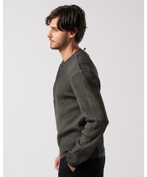 wjk(ダヴルジェイケイ)の「waffle henley L/S(Tシャツ/カットソー・メンズ・ブラック/チャコールグレー/ホワイト・X-LARGE/LARGE/MEDIUM/SMALL)」の7枚目の写真