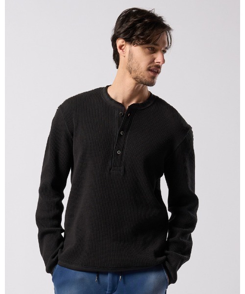 wjk(ダヴルジェイケイ)の「waffle henley L/S(Tシャツ/カットソー・メンズ・ブラック/チャコールグレー/ホワイト・X-LARGE/LARGE/MEDIUM/SMALL)」の14枚目の写真