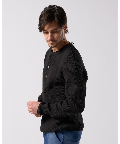 wjk(ダヴルジェイケイ)の「waffle henley L/S(Tシャツ/カットソー・メンズ・ブラック/チャコールグレー/ホワイト・X-LARGE/LARGE/MEDIUM/SMALL)」の15枚目の写真