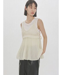 MIDIUMISOLID | MIDIUMISOLID for Ladies メッシュニットプリーツキャミソール(ベスト)