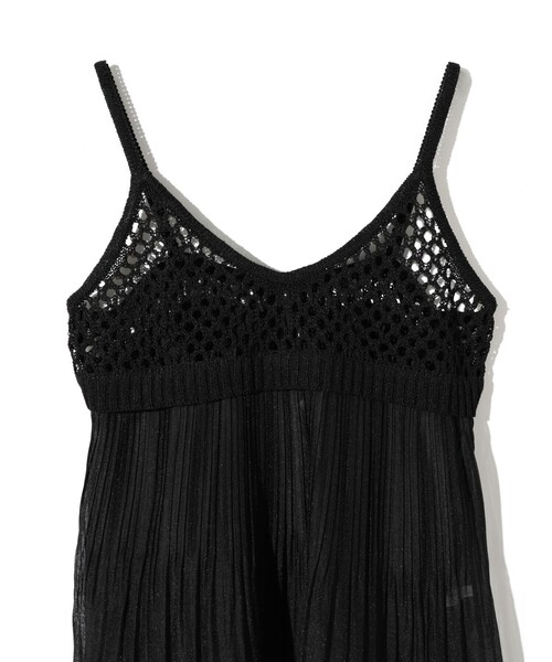MIDIUMISOLID(ミディウミソリッド)の「MIDIUMISOLID for Ladies メッシュニットプリーツキャミソール(ベスト・レディース・ブラック/アイボリー・FREE)」の14枚目の写真