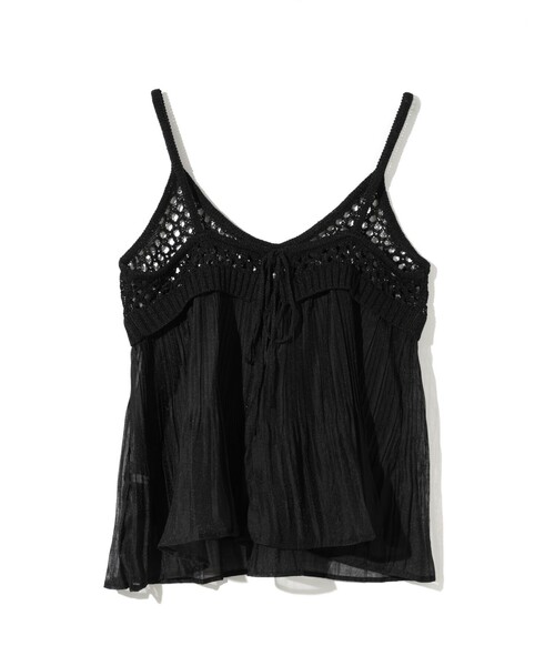 MIDIUMISOLID(ミディウミソリッド)の「MIDIUMISOLID for Ladies メッシュニットプリーツキャミソール(ベスト・レディース・ブラック/アイボリー・FREE)」の17枚目の写真