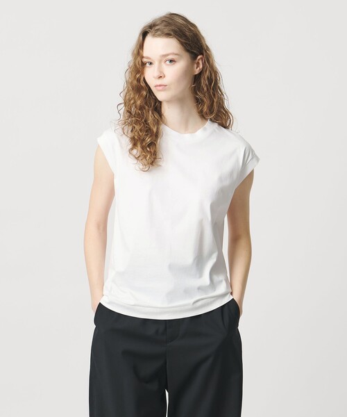 LOEFF(ロエフ)の「<LOEFF>スビンコットン ノースリーブ Tシャツ(Tシャツ/カットソー・レディース・ブラック/ホワイト/パープル・FREE)」の2枚目の写真