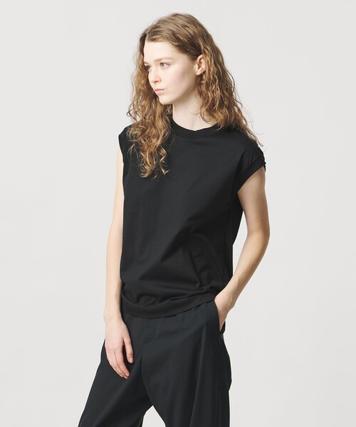 LOEFF(ロエフ)の「<LOEFF>スビンコットン ノースリーブ Tシャツ(Tシャツ/カットソー・レディース・ブラック/ホワイト/パープル・FREE)」の3枚目の写真