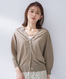【アンサンブル可/シアー】リネンエステルカーディガン