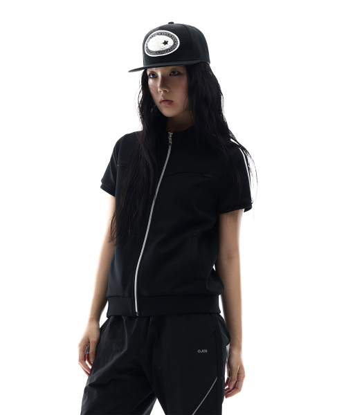OJOS(オホス)の「Metallic Tape Track Zip-Up / Black(ナイロンジャケット・レディース・その他・1/2/3)」の1枚目の写真