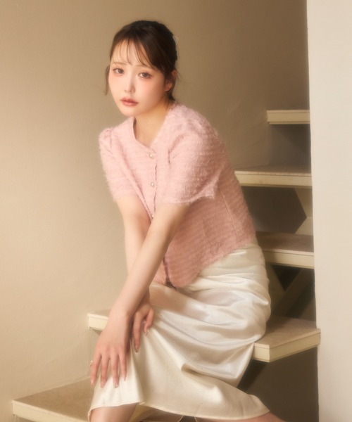 miune(ミューヌ)の「フェザージャケット(カーディガン/ボレロ・レディース・アイボリー/ピンク・FREE)」の10枚目の写真