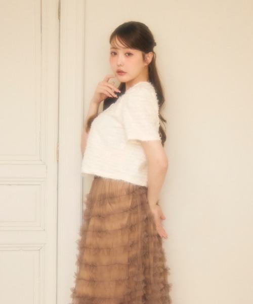 miune(ミューヌ)の「フェザージャケット(カーディガン/ボレロ・レディース・アイボリー/ピンク・FREE)」の17枚目の写真