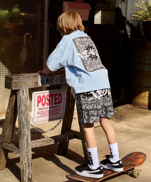 XLARGE KIDS(エクストララージキッズ)の「バンダナ柄 パナマ織半袖シャツ(シャツ/ブラウス・キッズ・ライトブルー/ブラック・100cm/110cm/120cm/130cm/140cm/90cm)」の15枚目の写真