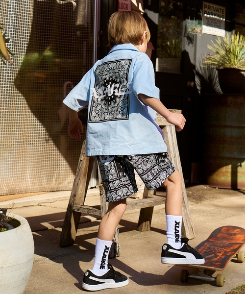 XLARGE KIDS(エクストララージキッズ)の「バンダナ柄 パナマ織半袖シャツ(シャツ/ブラウス・キッズ・ライトブルー/ブラック・100cm/110cm/120cm/130cm/140cm/90cm)」の16枚目の写真