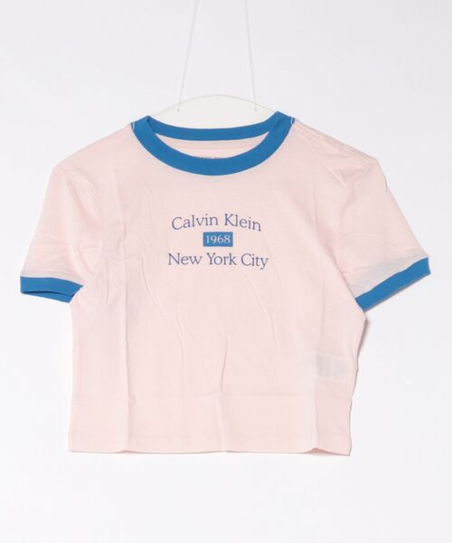 Calvin Klein（カルバン・クライン）の「【CALVIN KLEIN】クロップド丈 半袖 リンガーTシャツ（Tシャツ/カットソー・レディース・ホワイト/ホワイト系その他/ライトピンク/ホワイト×グレー・X-SMALL/SMALL/MEDIUM）」の4枚目の写真