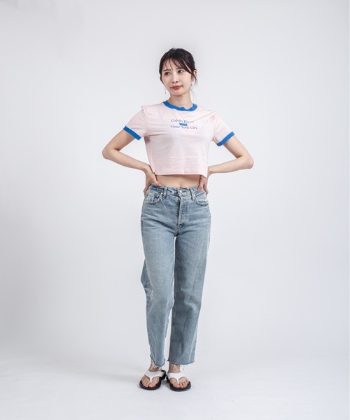 Calvin Klein（カルバン・クライン）の「【CALVIN KLEIN】クロップド丈 半袖 リンガーTシャツ（Tシャツ/カットソー・レディース・ホワイト/ホワイト系その他/ライトピンク/ホワイト×グレー・X-SMALL/SMALL/MEDIUM）」の18枚目の写真