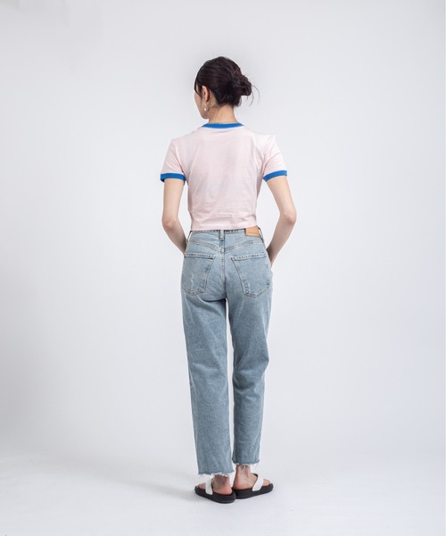 Calvin Klein（カルバン・クライン）の「【CALVIN KLEIN】クロップド丈 半袖 リンガーTシャツ（Tシャツ/カットソー・レディース・ホワイト/ホワイト系その他/ライトピンク/ホワイト×グレー・X-SMALL/SMALL/MEDIUM）」の20枚目の写真