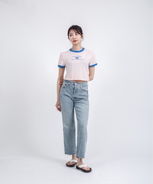 Calvin Klein（カルバン・クライン）の「【CALVIN KLEIN】クロップド丈 半袖 リンガーTシャツ（Tシャツ/カットソー・レディース・ホワイト/ホワイト系その他/ライトピンク/ホワイト×グレー・X-SMALL/SMALL/MEDIUM）」の19枚目の写真