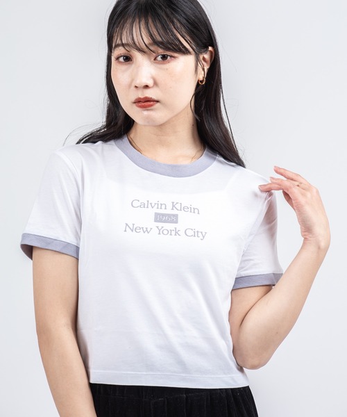 Calvin Klein（カルバン・クライン）の「【CALVIN KLEIN】クロップド丈 半袖 リンガーTシャツ（Tシャツ/カットソー・レディース・ホワイト/ホワイト系その他/ライトピンク/ホワイト×グレー・X-SMALL/SMALL/MEDIUM）」の12枚目の写真
