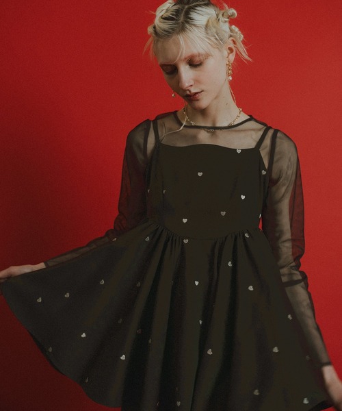 et.UNiVER(エトユニベール)の「Heart cami pants set(パンツドレス・レディース・ブラック/ブルー/ブラウン・SMALL/MEDIUM/LARGE)」の2枚目の写真