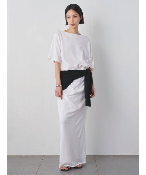 MIESROHE（ミースロエ）の「【セットアップ対応】【洗える】シアー裏毛ドレープスカート（スカート・レディース・イエロー/ホワイト/ブラック・1/0）」の4枚目の写真