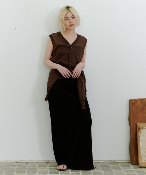 MIESROHE（ミースロエ）の「【セットアップ対応】【洗える】シアー裏毛ドレープスカート（スカート・レディース・イエロー/ホワイト/ブラック・1/0）」の3枚目の写真