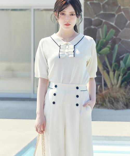 couture brooch(クチュールブローチ)の「【洗える】フリル ポロ衿ニット(ニット/セーター・レディース・ピンク系その他/ホワイト系7/ライトグレー系4・36/38/40/42)」の10枚目の写真