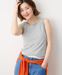 カップ付タンクトップ【取り外し可能カップ付き・無地・ボーダー柄】