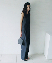 スウェイツーピンタックパンツ_BLACK