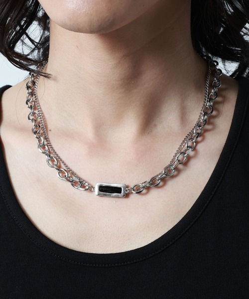 RAGEBLUE(レイジブルー)の「LAYERED STONE MOTIF CHAIN NECKLACE/ストーンモチーフレイヤードチェーンネックレス(ネックレス・メンズ・その他1・FREE)」の1枚目の写真