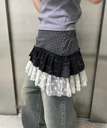 【26年春夏新作】迷彩柄 スタードットデザイン ティアードフリルレイヤードスカート
